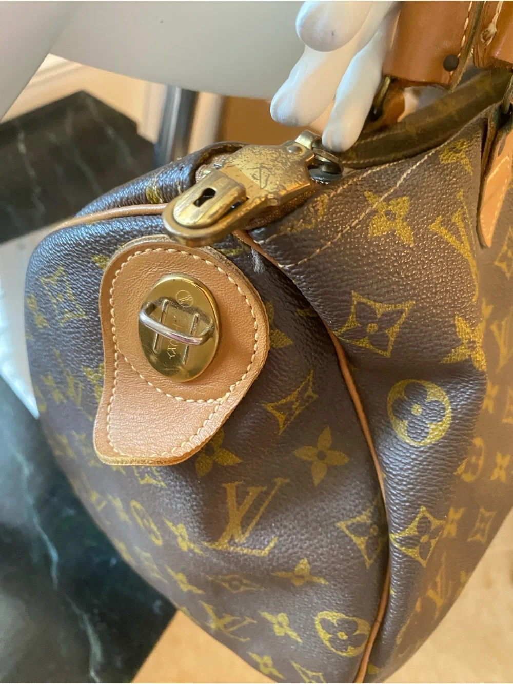 Authentic vintage LV large speedy handbag.